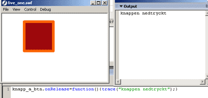 Bild 5.5. ActionsScript skriver till Output fönstret