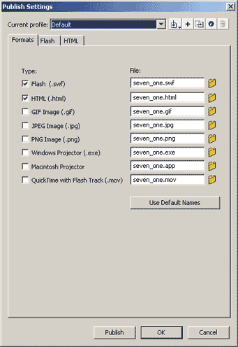 Bild 10.1. Publish settings, formats