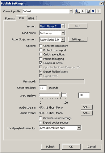 Bild 10.2. Publish settings, flash