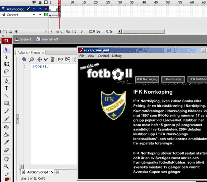 Bild 7.2. Actionscript för att stanna rörelsen