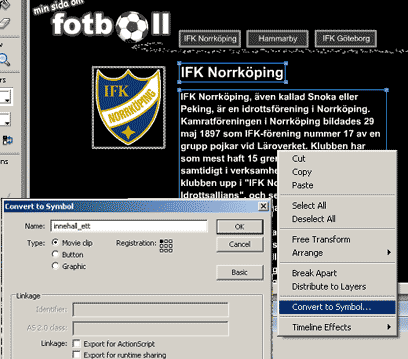 Bild 6.8. Innehåll som skall visas då knapp ett trycks skapas
